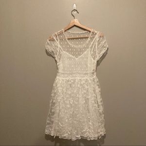 2/$20 White lace dress with slip